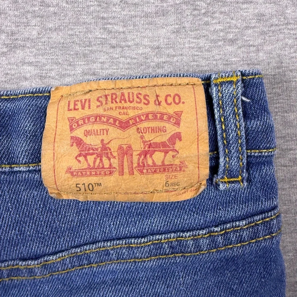 Levis 510 Skinny Short Kids Size 6 Blue Denim Medium Wash Jean Shorts